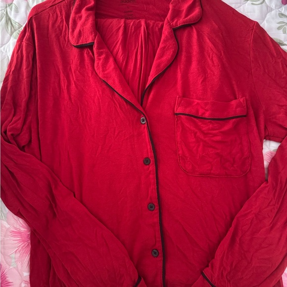 Auden Long Sleeve Notch Collar Top and Pants Pajama Set - Picture 2 of 4